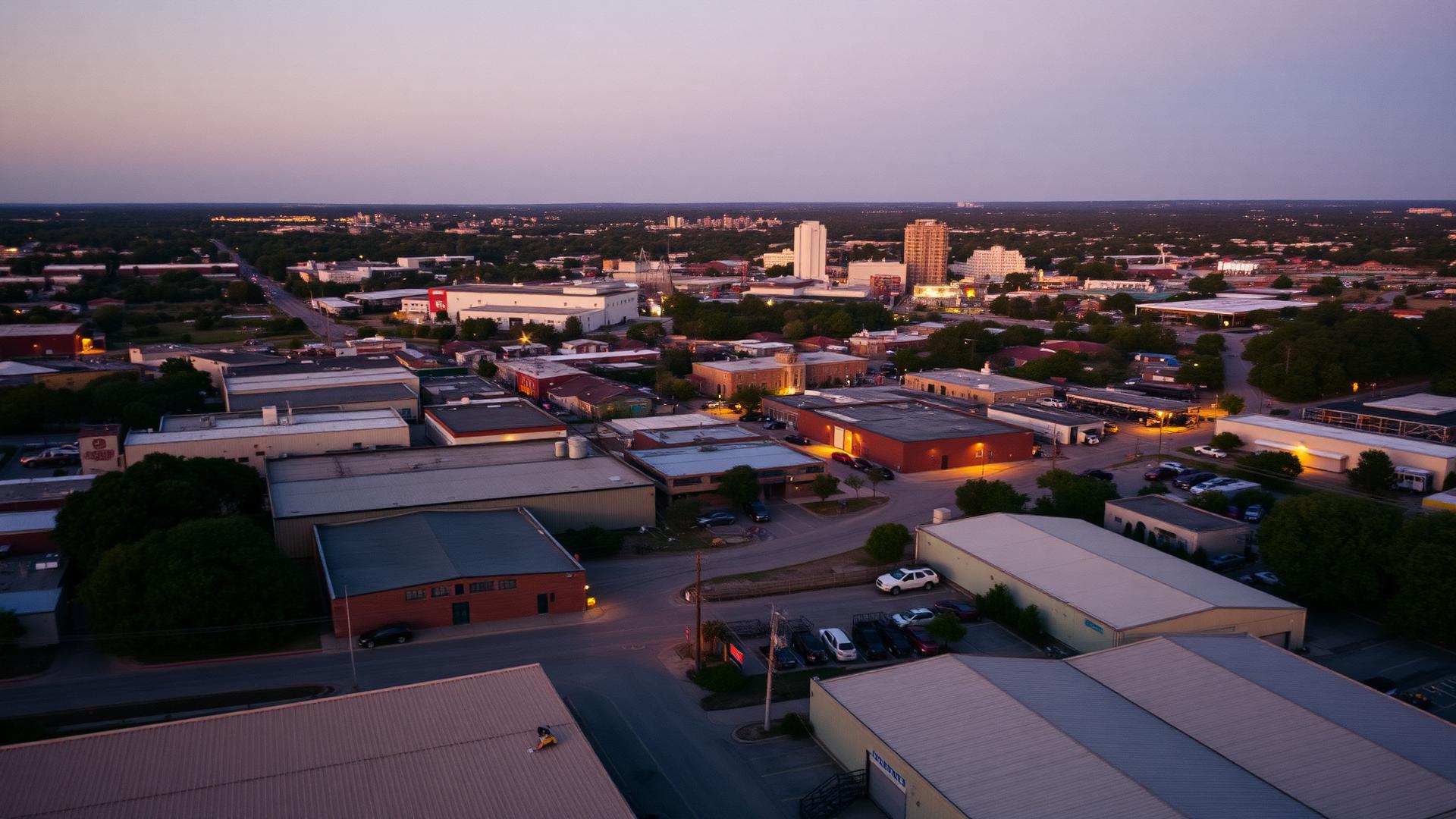 Aerial of the St Elmo district in South Austin